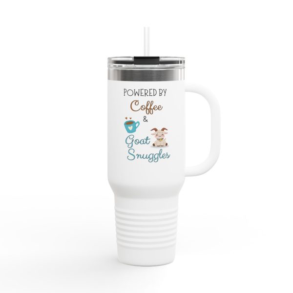Insulated Travel Mug - Powered by Coffee & Goat Snuggles