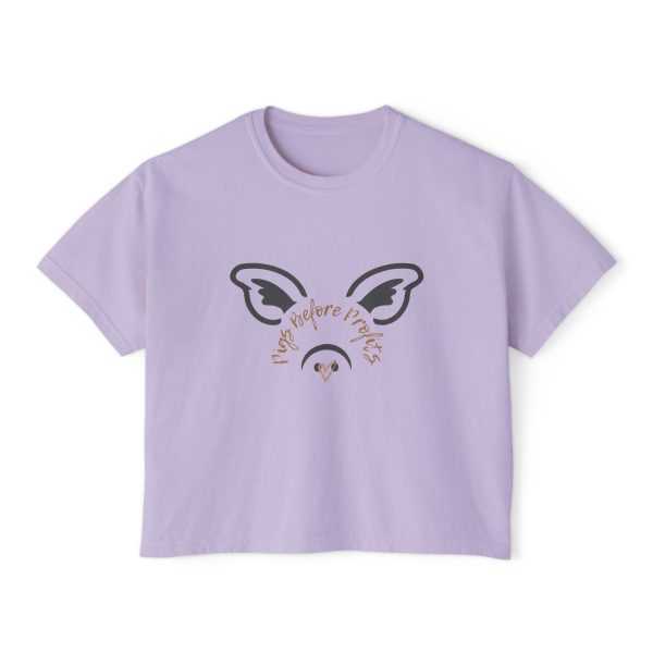 Graphic Crop Top - Women's Boxy Tee 'Pigs Over Profits' Supporting Animal Sanctuary - Image 19