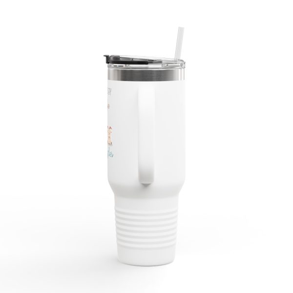 Insulated Travel Mug - Powered by Coffee & Goat Snuggles - Image 3