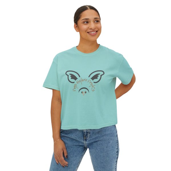 Graphic Crop Top - Women's Boxy Tee 'Pigs Over Profits' Supporting Animal Sanctuary - Image 17