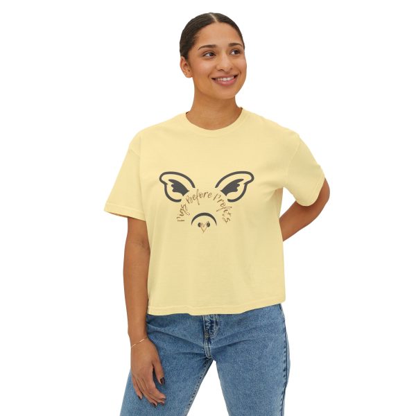 Graphic Crop Top - Women's Boxy Tee 'Pigs Over Profits' Supporting Animal Sanctuary - Image 13