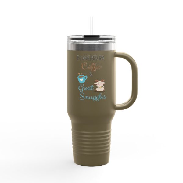 Insulated Travel Mug - Powered by Coffee & Goat Snuggles - Image 11
