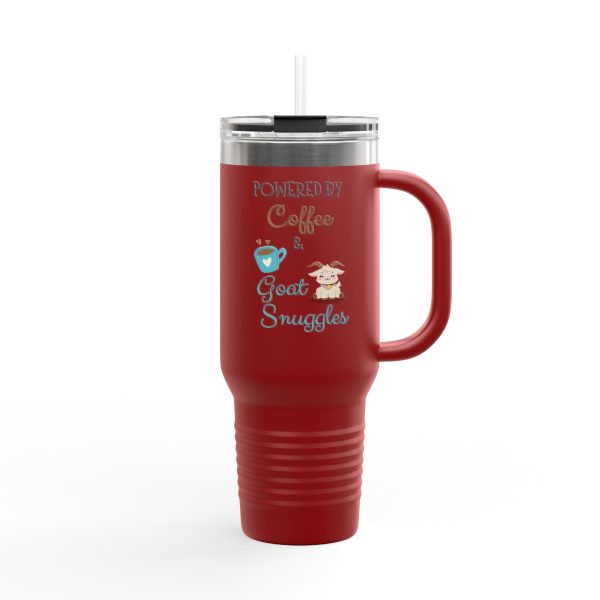 Insulated Travel Mug - Powered by Coffee & Goat Snuggles - Image 7