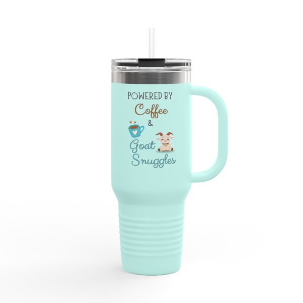 Insulated Travel Mug - Powered by Coffee & Goat Snuggles - Image 19