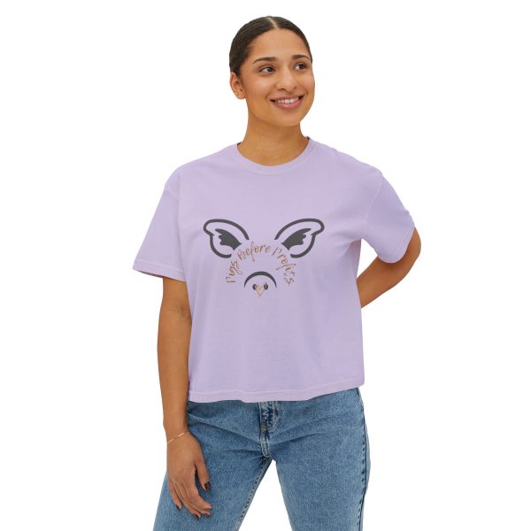 Graphic Crop Top - Women's Boxy Tee 'Pigs Over Profits' Supporting Animal Sanctuary - Image 21
